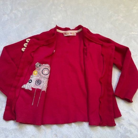 Vintage Mini Minis Long Sleeve Floral Embroidered Wrap Sweater Cardigan Size 3 - Picture 9 of 9